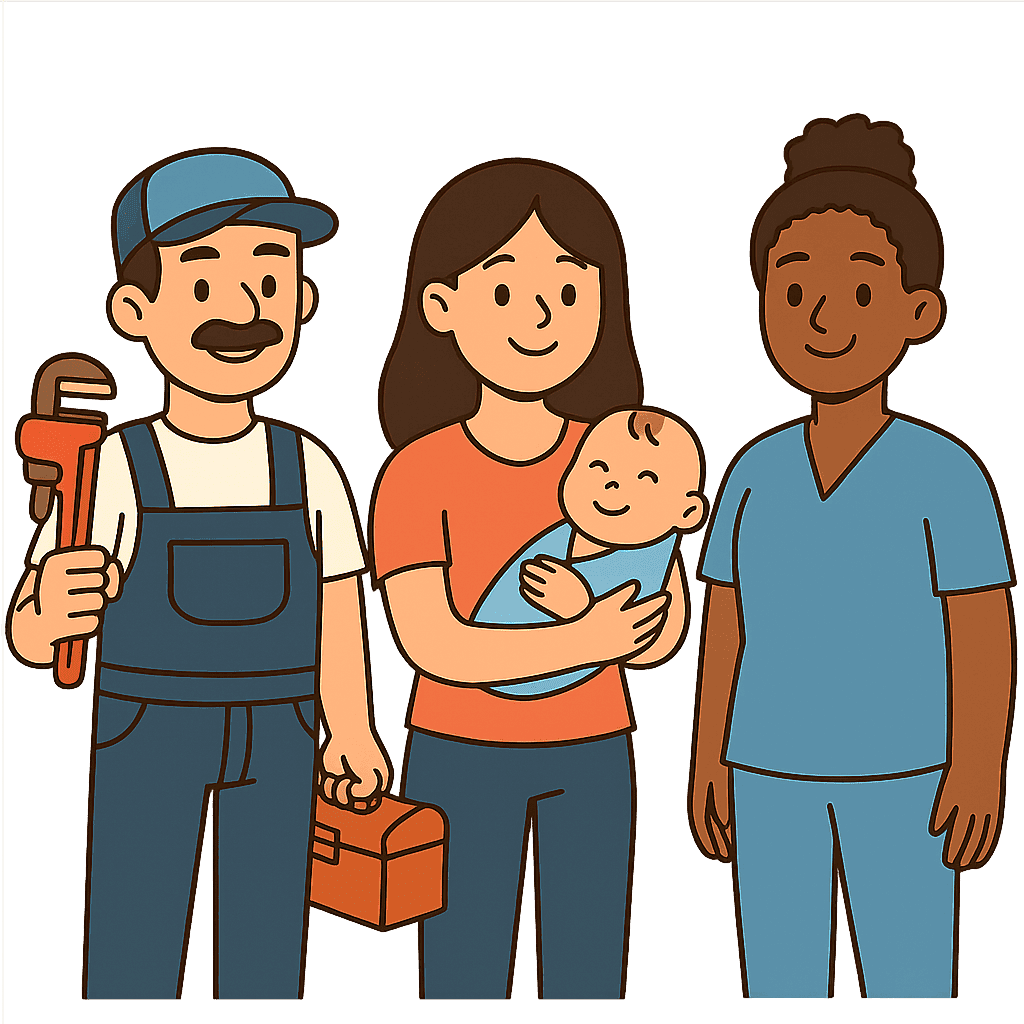 People helping in neighborhood